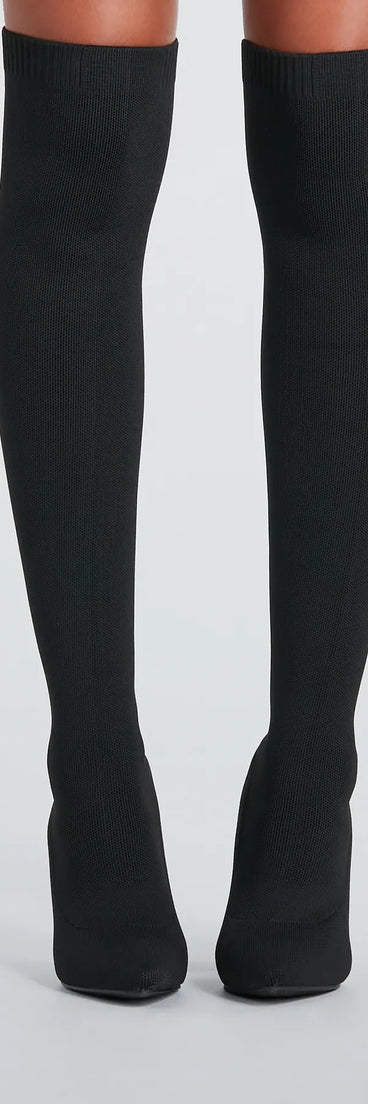Knit Girl Thigh-High Block Heel Boots