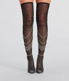 Unforgettable Slay Rhinestone Mesh Thigh-High Boots