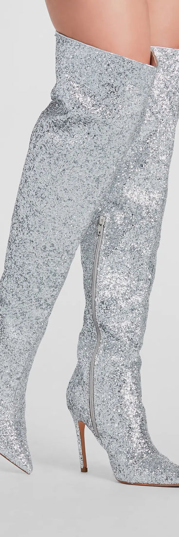 Truly Sparkled Glitter Over-The-Knee Boots