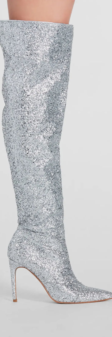 Truly Sparkled Glitter Over-The-Knee Boots