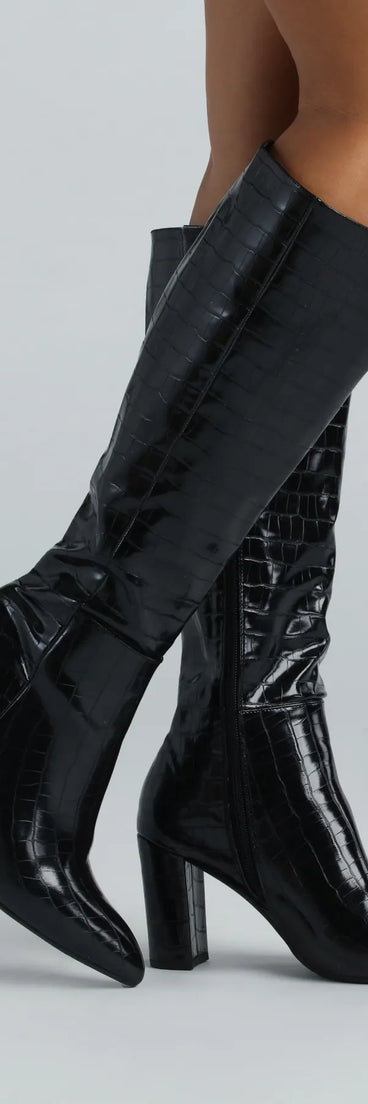 Fashion Muse Faux Leather Under The Knee Boots