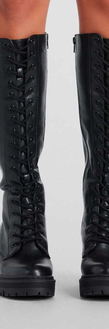 Edgy Allure Under-The-Knee Combat Boots