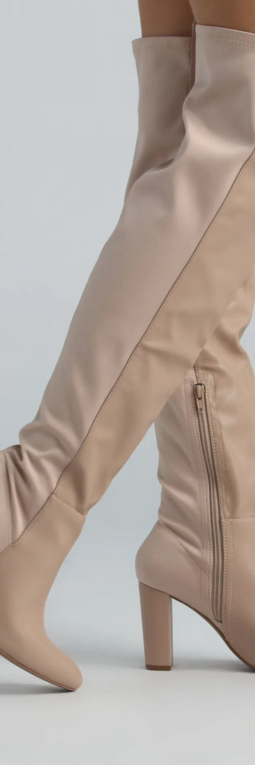 Trendy Two-Tone Faux Leather Over-The-Knee Boots