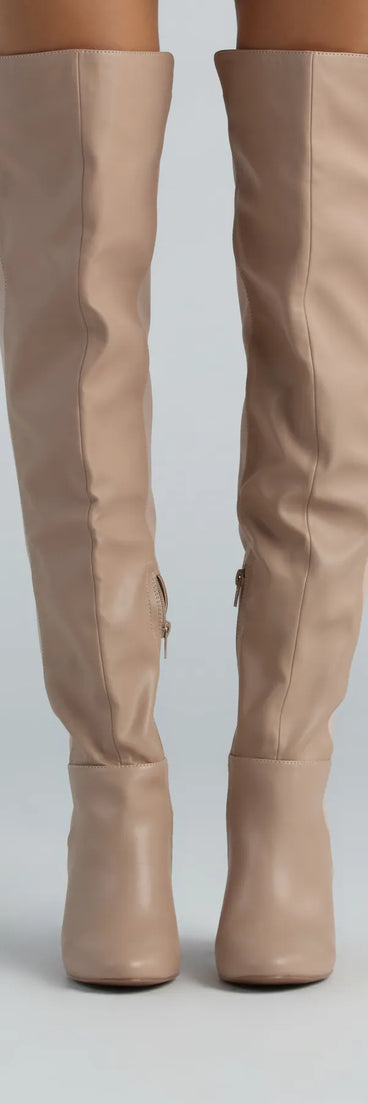 Trendy Two-Tone Faux Leather Over-The-Knee Boots