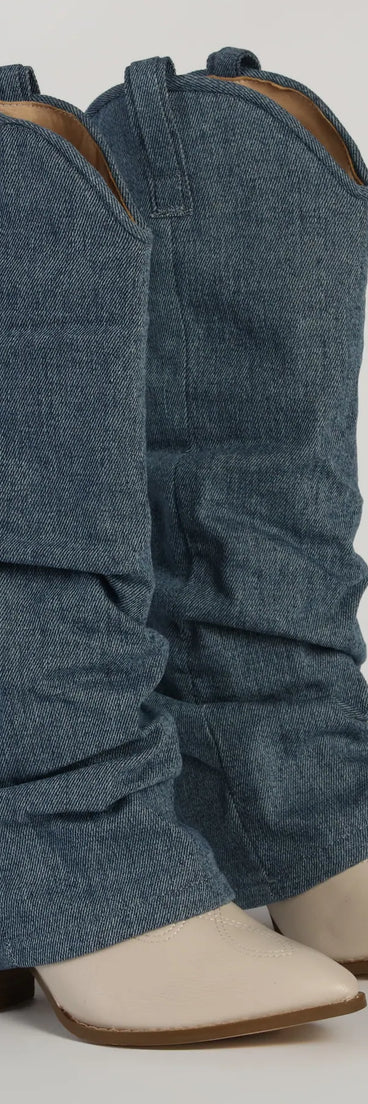 Denim Diva Fold-Over Western Boots
