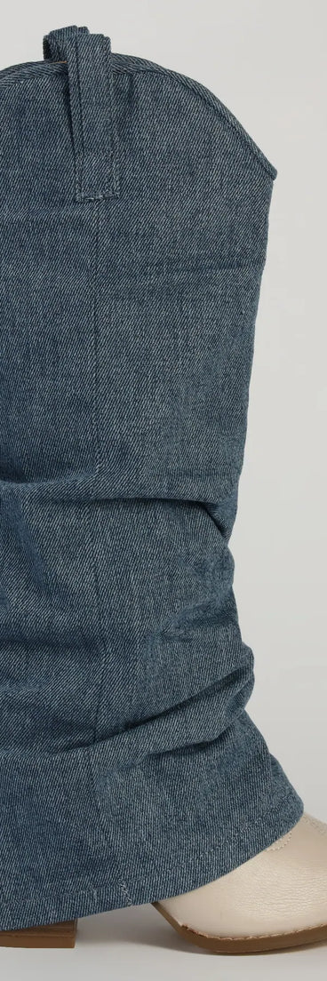 Denim Diva Fold-Over Western Boots