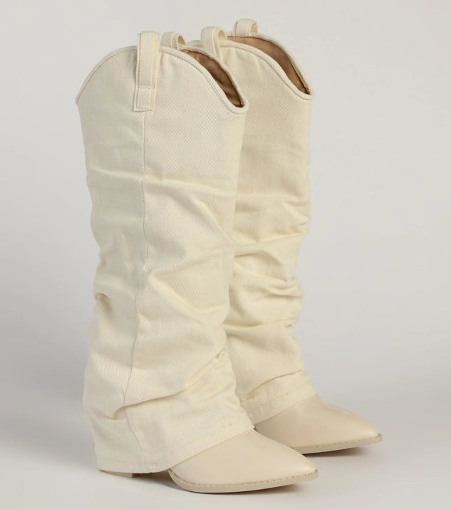 Denim Diva Fold-Over Western Boots Windsor - Main Image