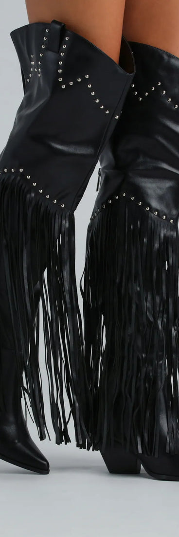 Edgy Country Babe Fringe Western Boots