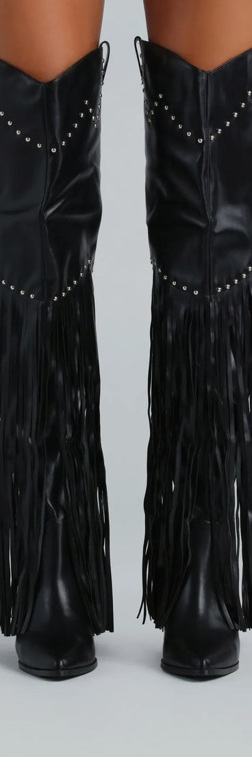 Edgy Country Babe Fringe Western Boots