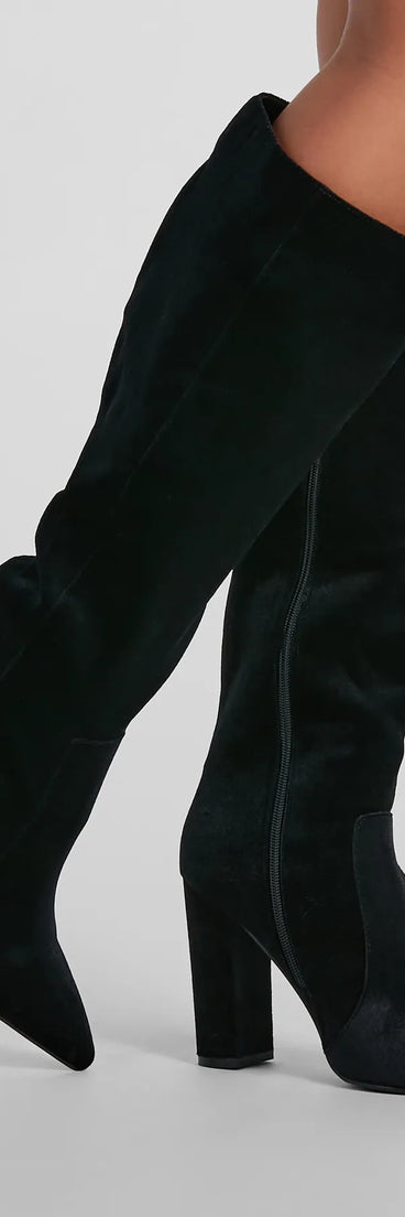 Such A Vibe Velvet Under-The-Knee Boots