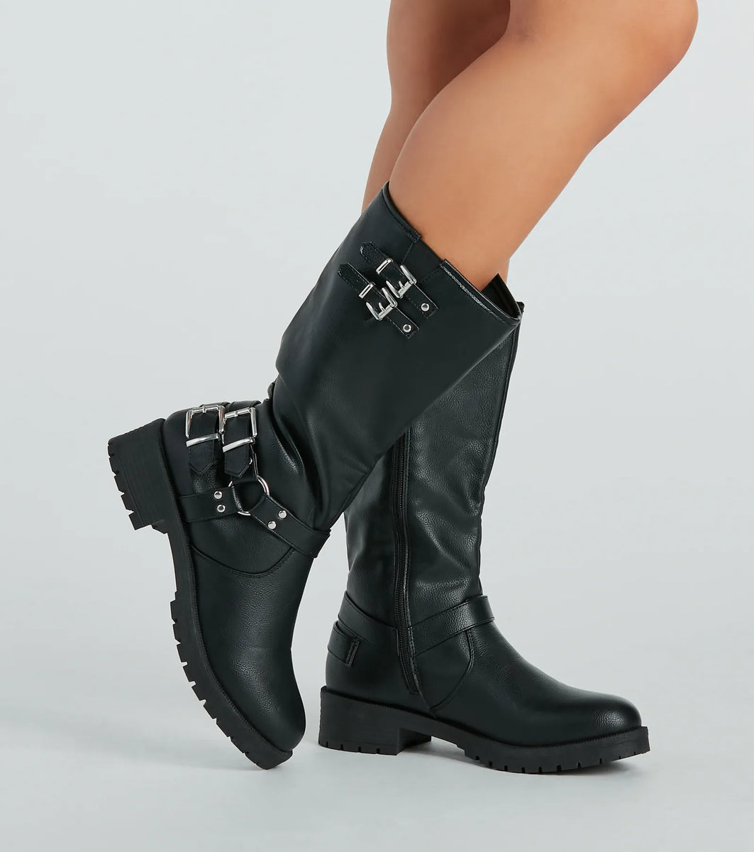 Stepped Out In Style Buckle Detail Lug Boots & Windsor