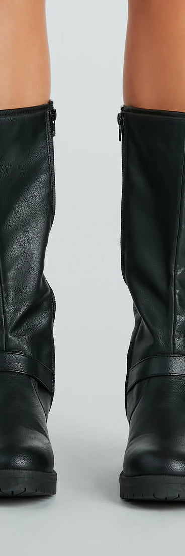 Stepped Out In Style Buckle Detail Lug Boots