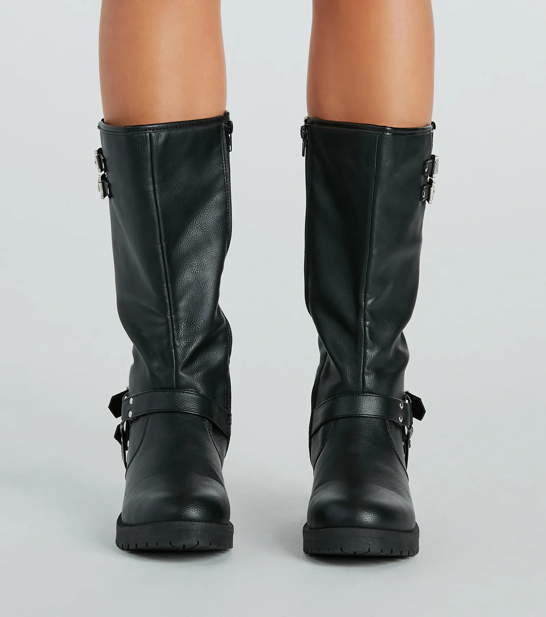 Stepped Out In Style Buckle Detail Lug Boots & Windsor