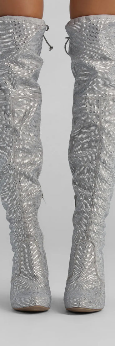 Diamonds In My Eyes Rhinestone Over-The-Knee Boots