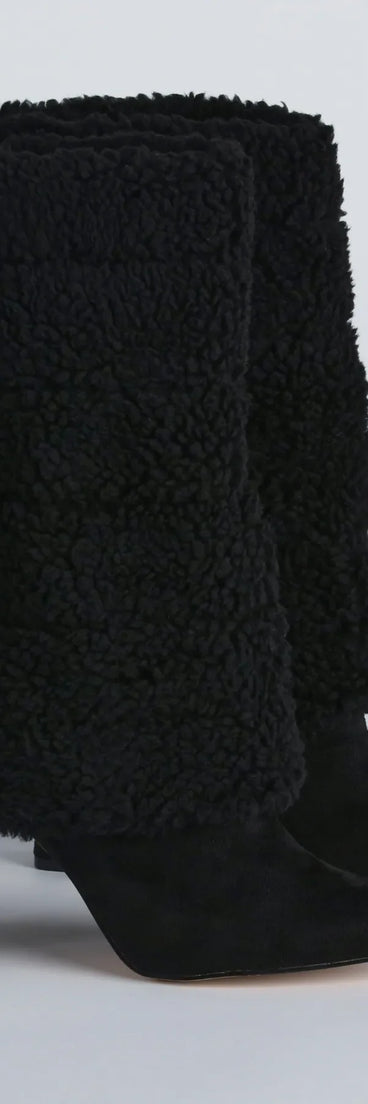 Cozy On Down Faux Sherpa Block Heel Booties