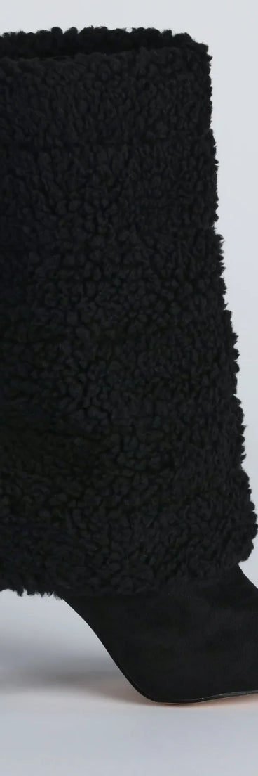 Cozy On Down Faux Sherpa Block Heel Booties