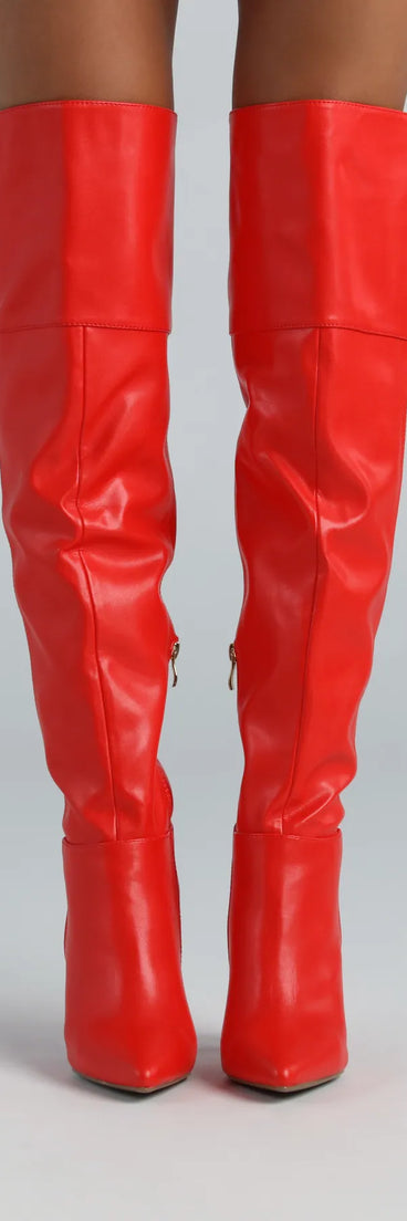 Dare To Be Bold Faux Leather Over-The-Knee Boots
