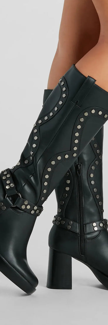 Edgy Attitude Faux Leather Under-The-Knee Boots