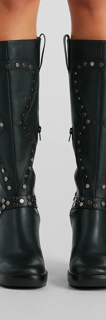 Edgy Attitude Faux Leather Under-The-Knee Boots