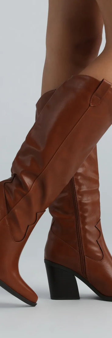 Kick Up A Storm Faux Leather Western Boots
