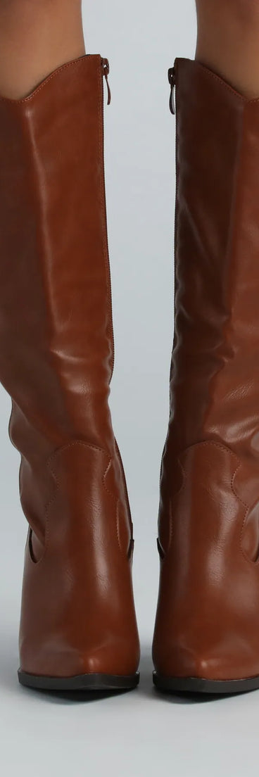 Kick Up A Storm Faux Leather Western Boots