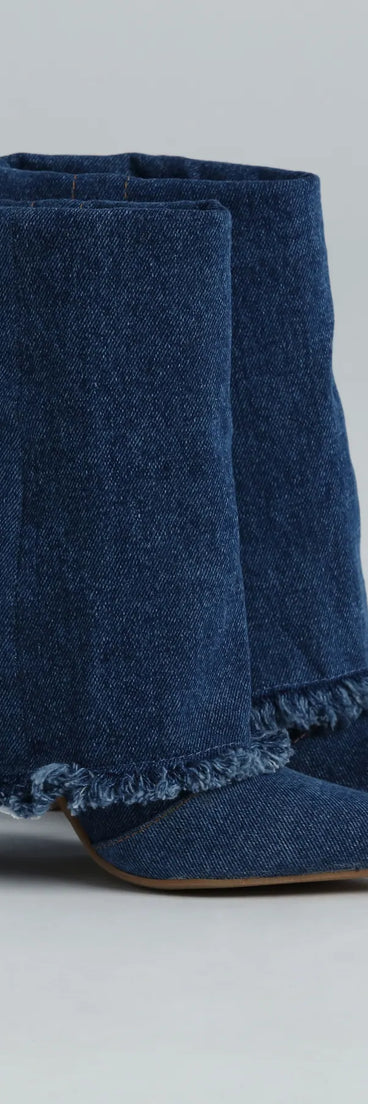 Not A Drill Denim Foldover Boots