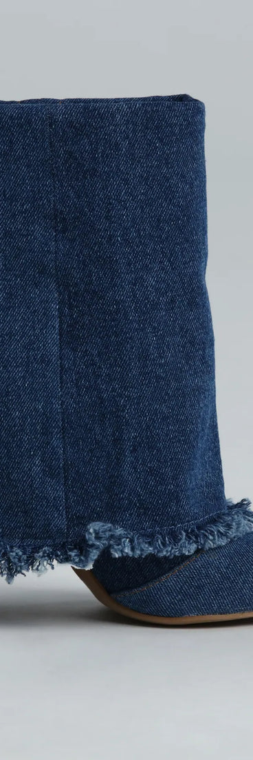 Not A Drill Denim Foldover Boots
