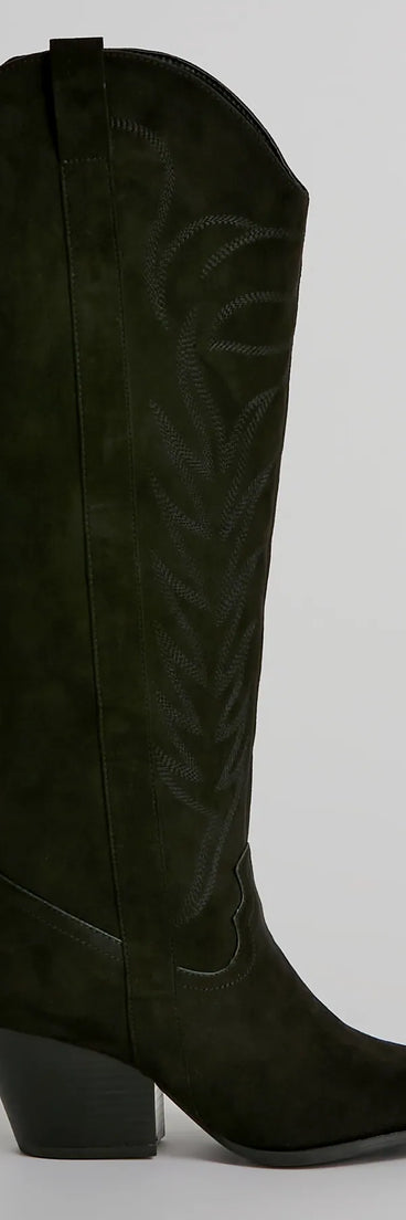 Get Struttin' Under-The-Knee Faux Suede Cowboy Boots