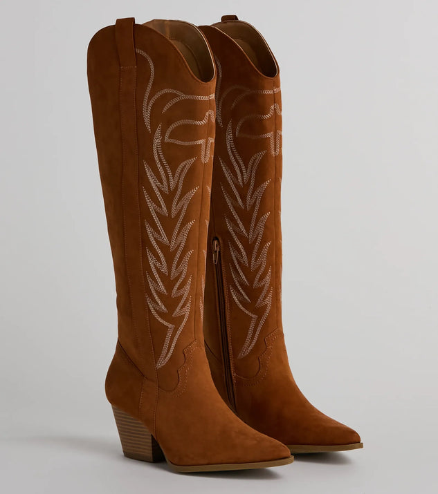 Kick Up The Dust Knee High Suede Western Boots Windsor