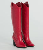 Country Era Faux Leather Under-The-Knee Cowboy Boots