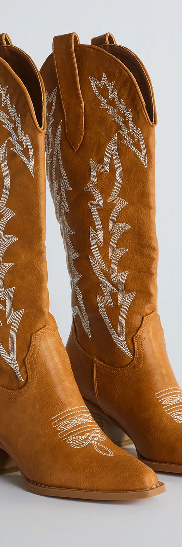 Rodeo Drive Western Faux Leather Cowboy Boots