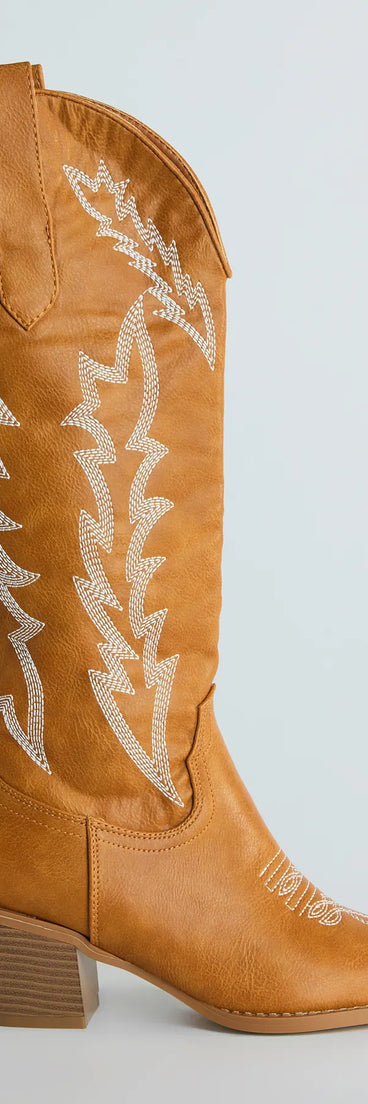 Rodeo Drive Western Faux Leather Cowboy Boots