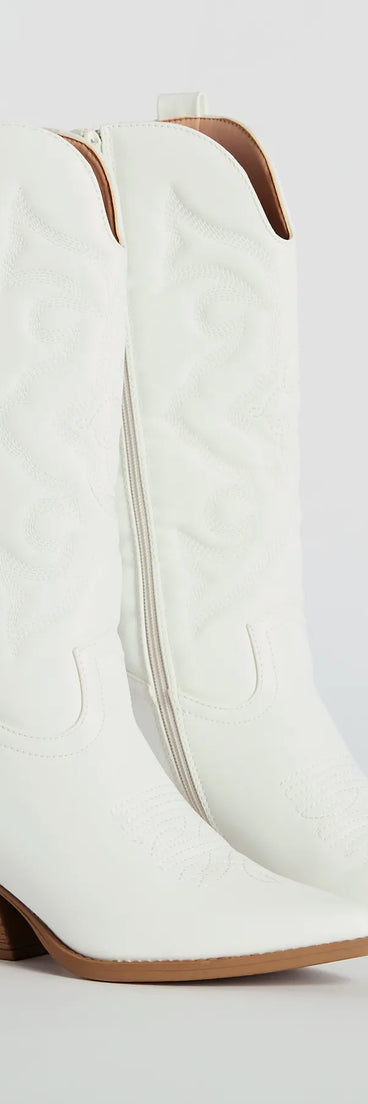 What A Beaut Faux Leather Cowboy Boots