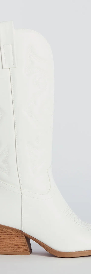 What A Beaut Faux Leather Cowboy Boots