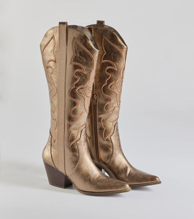 Cowgirl Boots Gold Frye Boots Cowboy Boots Bronze Metallic Booties