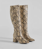 Sassy Slither Under-The-Knee Snake Boots