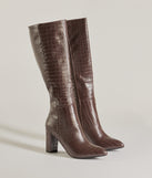 Chic Moment Faux Leather Croc-Embossed Under the Knee Boots