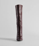Chic Moment Faux Leather Croc-Embossed Under the Knee Boots