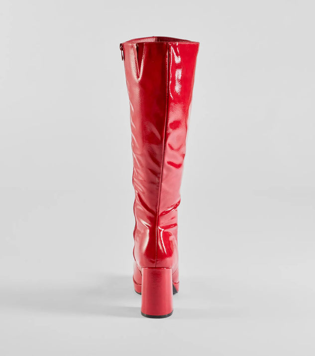 So Stunning Patent Faux Leather Under The Knee Platform