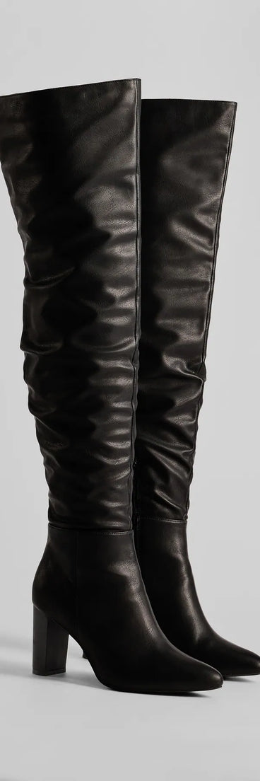 Trendy Strut Faux Leather Over-The-Knee Boots
