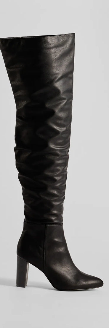 Trendy Strut Faux Leather Over-The-Knee Boots