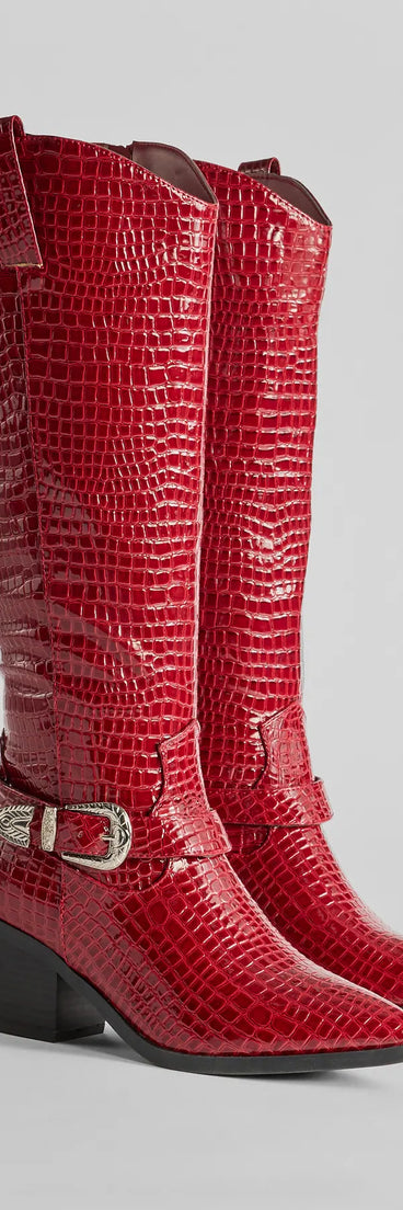 Desert Sun Western Buckle Under-The-Knee Boots