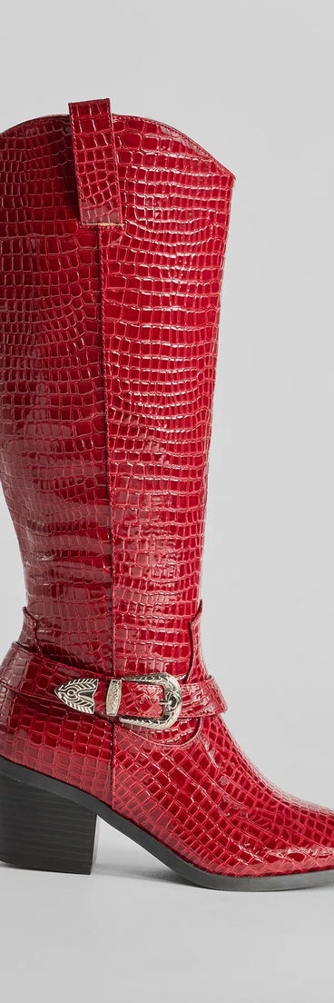 Desert Sun Western Buckle Under-The-Knee Boots