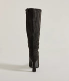 The Chic Element Faux Suede Under-The-Knee Boots are women's black shoes for work, featuring a sleek silhouette and cushioned sole for all-day comfort, and are a trendy choice for professional or business casual outfits.