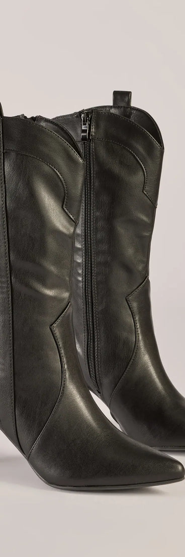 
Upgrade your style game for 2025 with the Sleek Stride Faux Leather Stiletto Western Boots in black, perfect for any fashion-forward wardrobe.