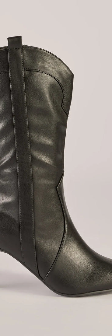 
Upgrade your style game for 2025 with the Sleek Stride Faux Leather Stiletto Western Boots in black, perfect for any fashion-forward wardrobe.