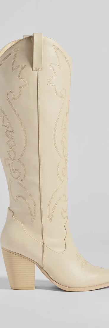 Get inspired with the Western Flair Under-The-Knee Boots, a feed-worthy ivory piece that’s part of Windsor's updated and curated women’s clothing edit packed with must-have fall outfit ideas.