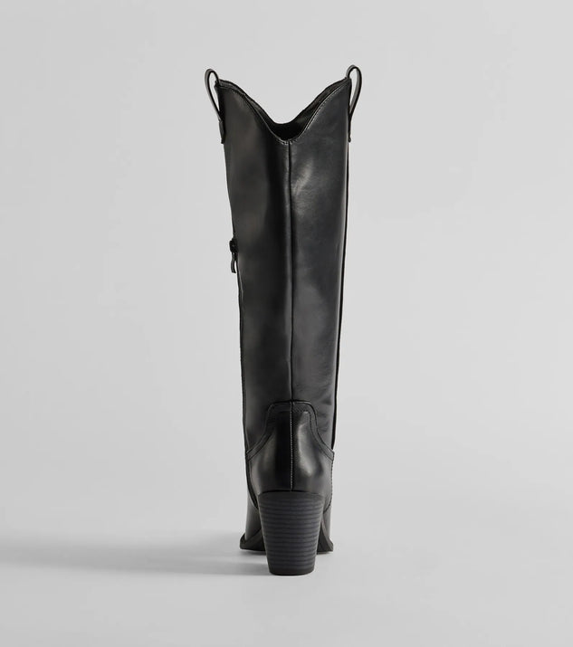 Western Sleek Knee-High Block Heel Boots | Windsor