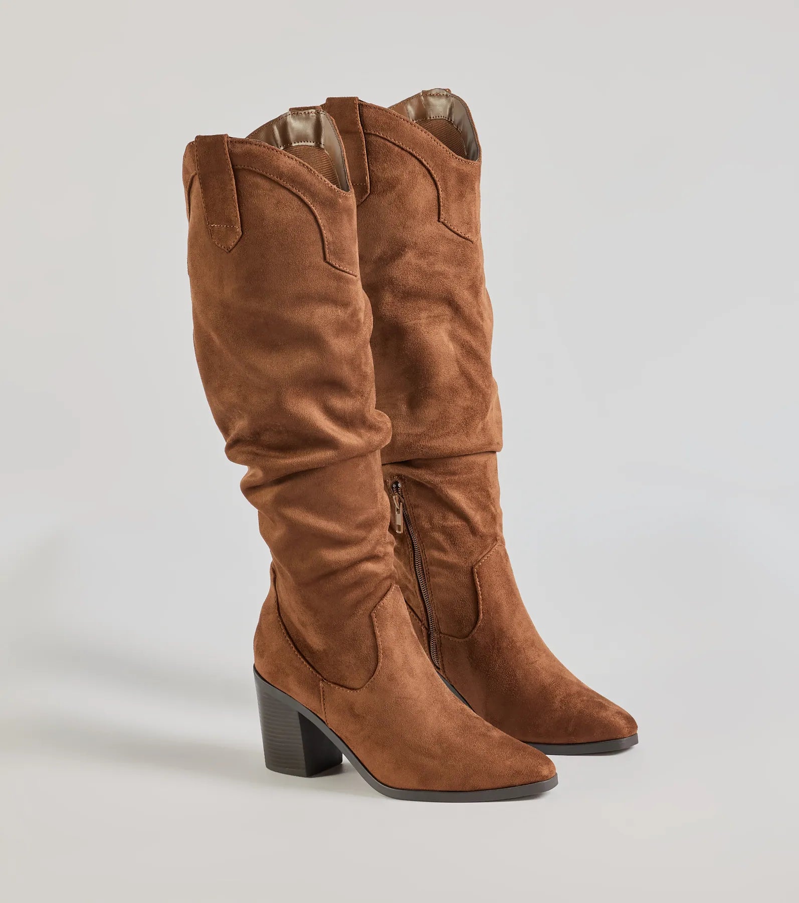 【CERRIC】SUEDE FOLD LONG BOOTS / 追跡付 Faux Suede Over The Knee Block Heel Boots | Windsor