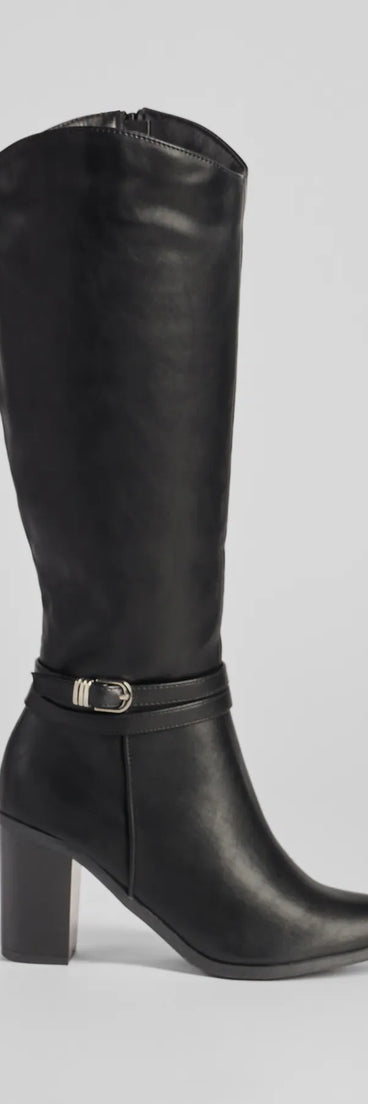 Strut The Streets Under-The-Knee Faux Leather Boots